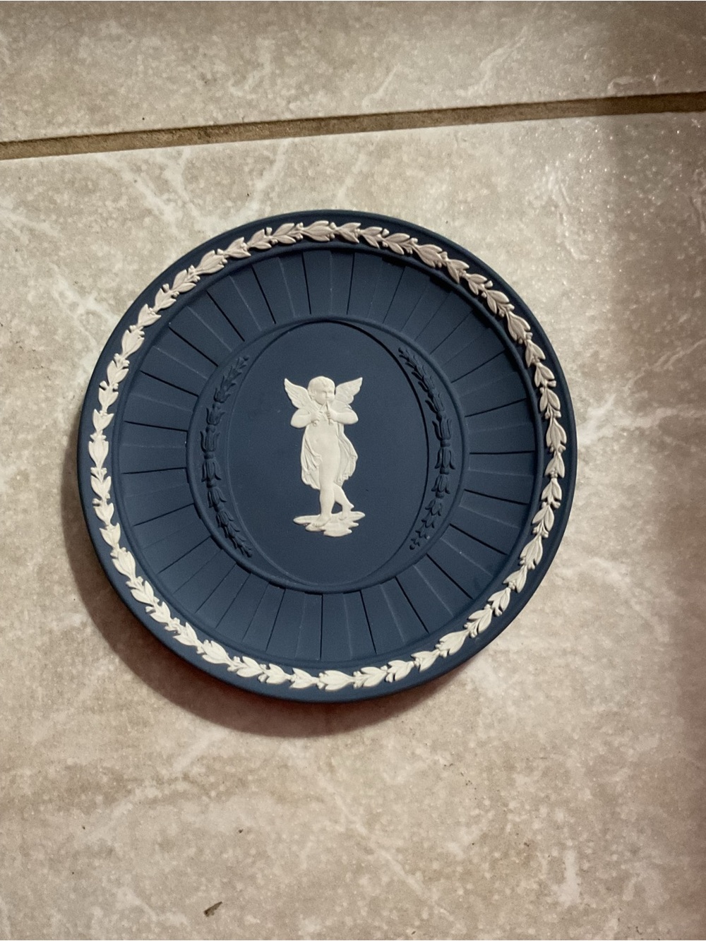 Vintage Wedgwood Blue Jasperware Cherub Cabinet Plate 6.5"